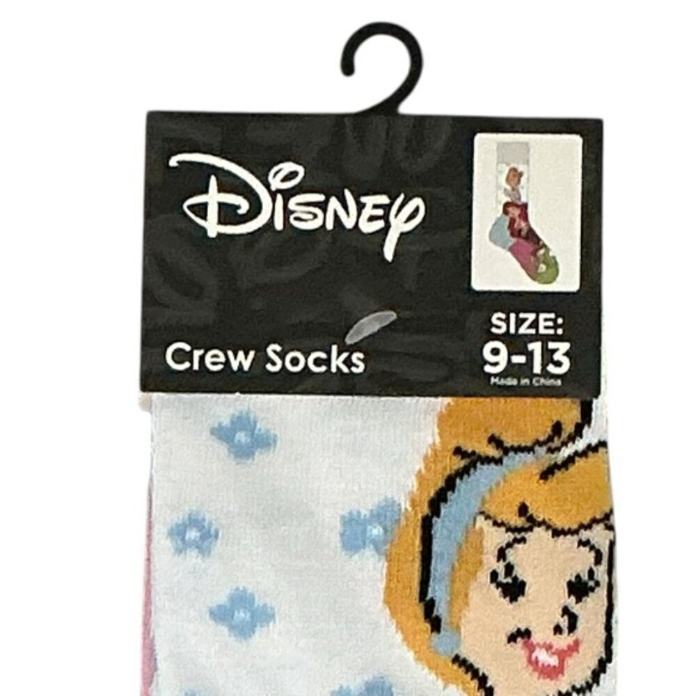 Disney Frozen Princess Crew Socks Casual Novelty White Blue Adult 9-13 One Size - Picture 9 of 16